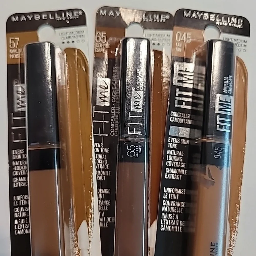 Lot of 3 | Maybelline Fit Me Liquid Concealer 045 57 65 Walnut Coffee Tan Makeup